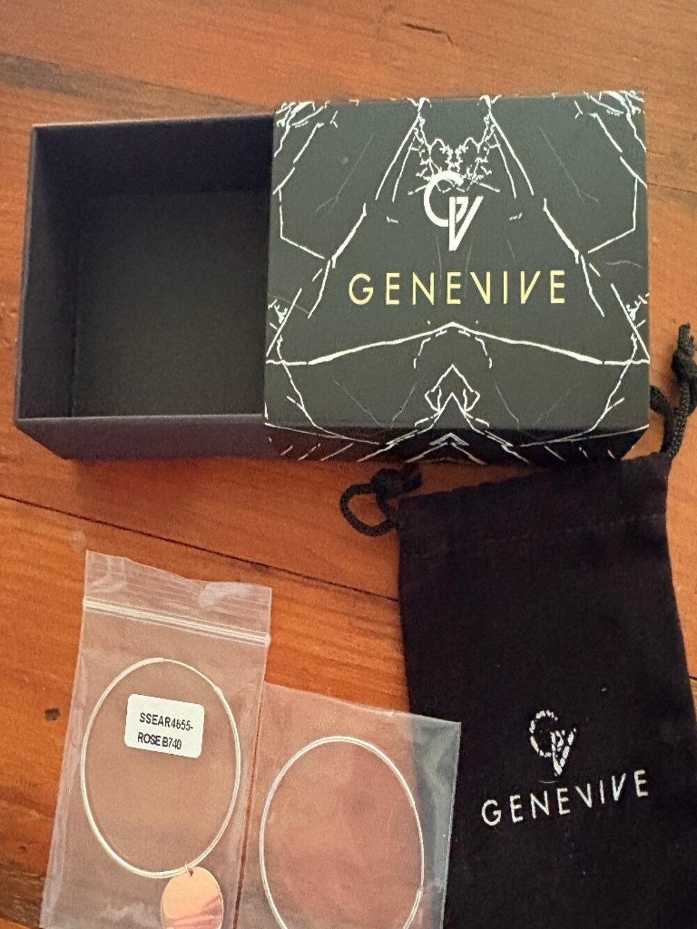 GENEVIVE ARIANNA Sterling Silver Round Rose Gold Pltd Dangle Hoop Earrings -NWT